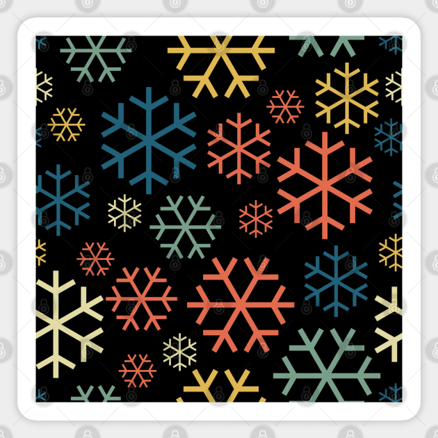 Retro Christmas Snowflakes Pattern Sticker by inotyler